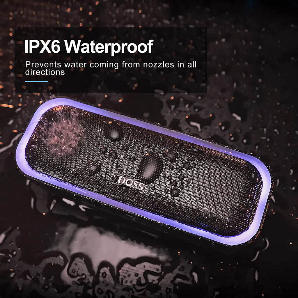 Soundbox Pro Bluetooth Speaker, 20W Stereo Sound, Active Extra Bass | Portable, 20H Playtime, Multi-Colors Lights, Wireless Stereo Pairing, IPX6 Waterproof, Hiking, Camping, Outdoor, House, Blue