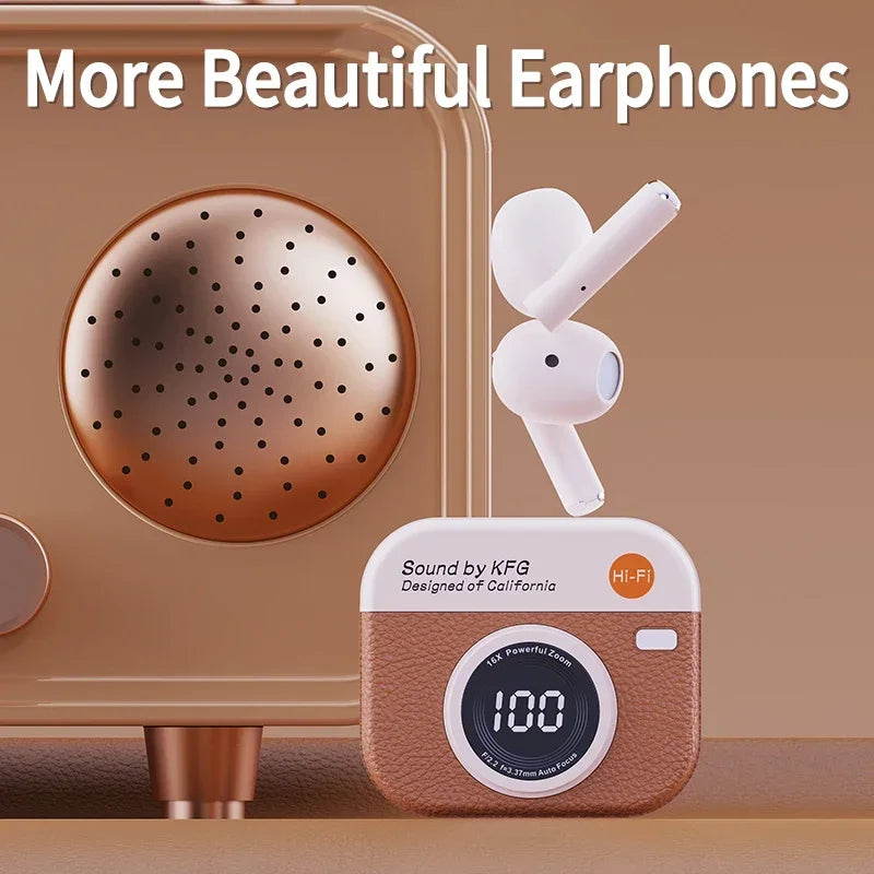 Q86 Bluetooth 5.3 Wireless Headphones - HiFi Gaming Earbuds with 24-Hour Battery, LED Display & Waterproof Design for Sports