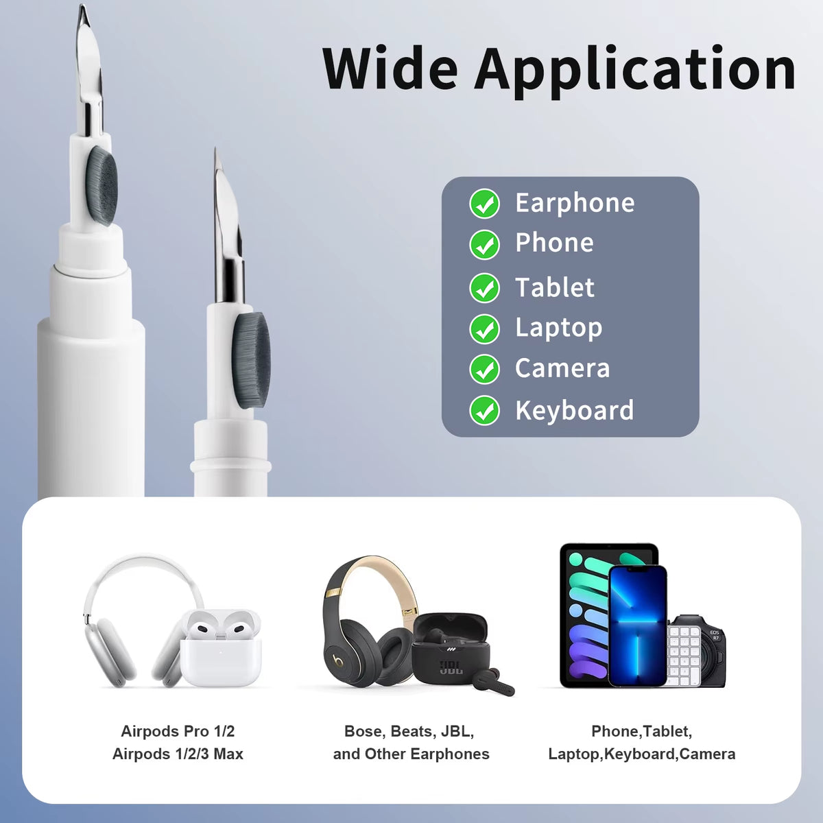 3-in-1 Bluetooth Earphones Cleaning Pen Tool - Ultimate Cleaner Kit for AirPods Pro, 3, 2, 1 & Xiaomi iPhone Earbuds
