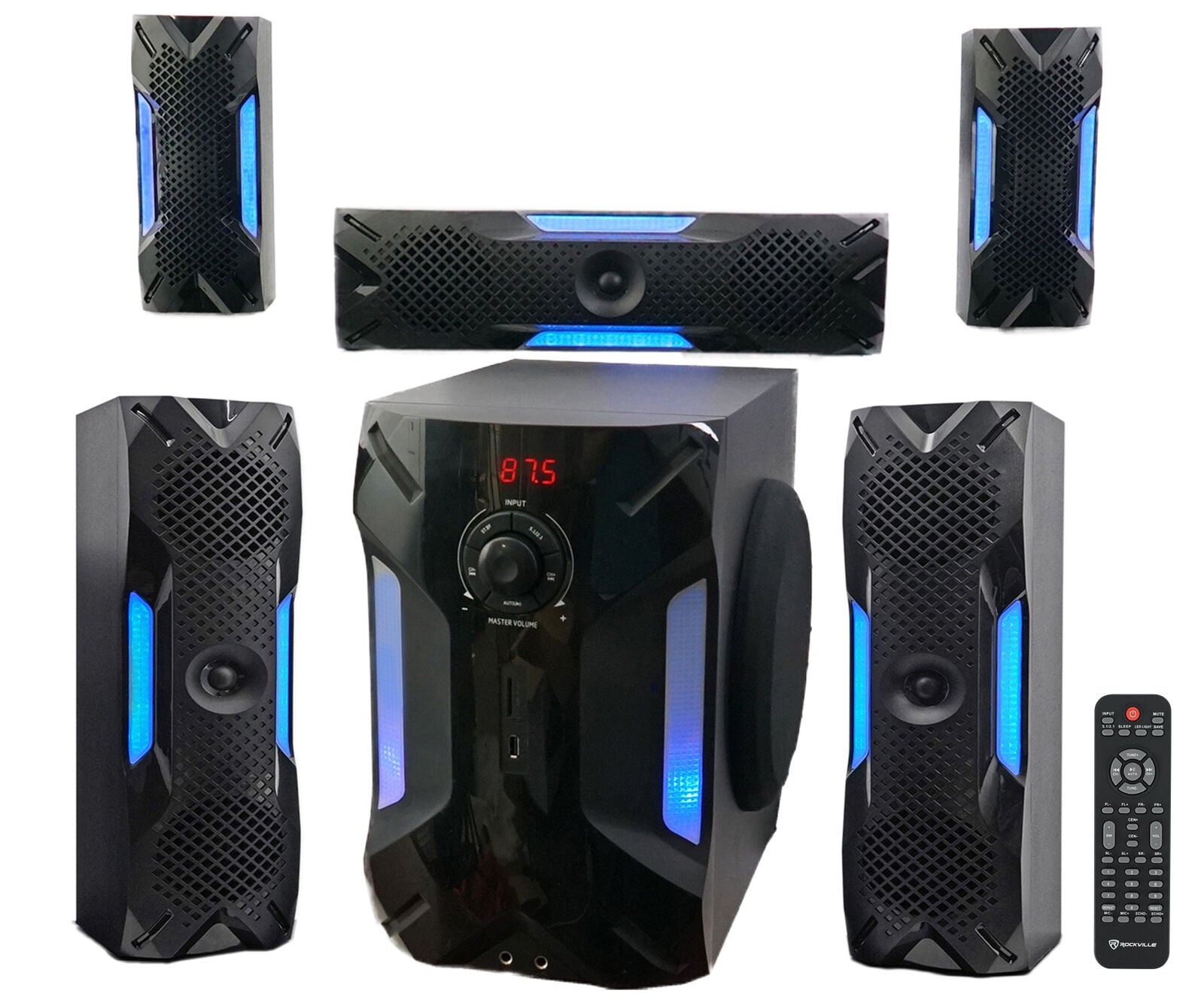 Experience the Ultimate Home Theater with the Rockville HTS56 1000W 5.1 Channel System featuring Bluetooth and USB Connectivity