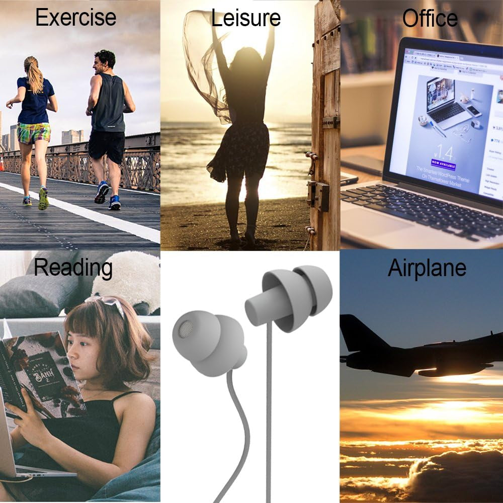 (TM Unique Total Soft Silicon Sleeping Headphones Earplugs Earbuds with Mic for Cellphones,Tablets and 3.5 Mm Jack Plug (Grey)