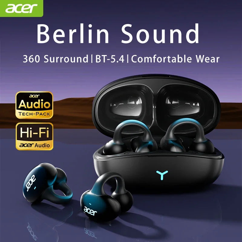 OHR206 Waterproof Bluetooth 5.4 Clip-On Earphones with Dolby Sound - Perfect for Sports!