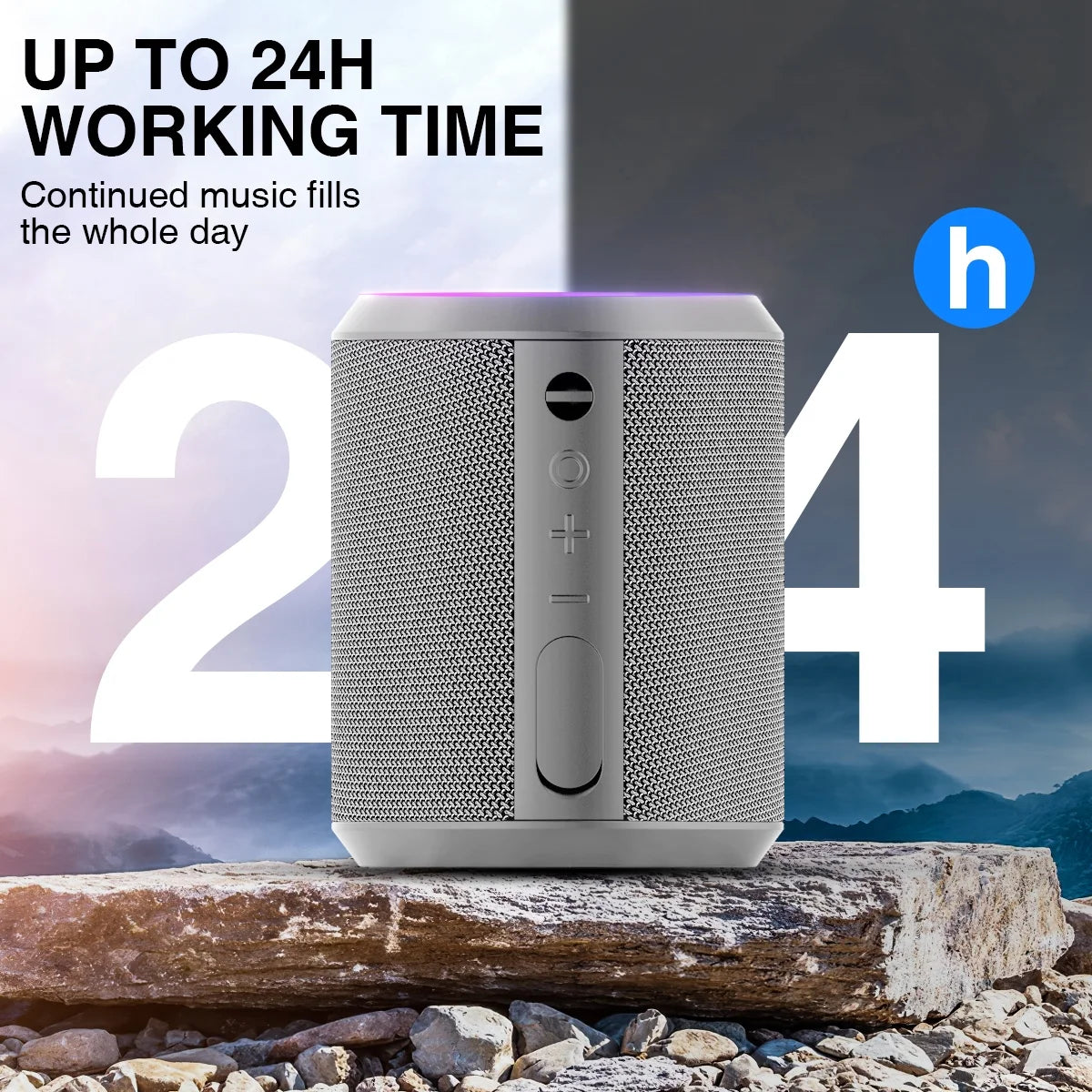 Experience Ultimate Freedom with Our Portable Bluetooth Speaker - IPX7 Waterproof, 24-Hour Playtime, and Stunning Sound in Gray