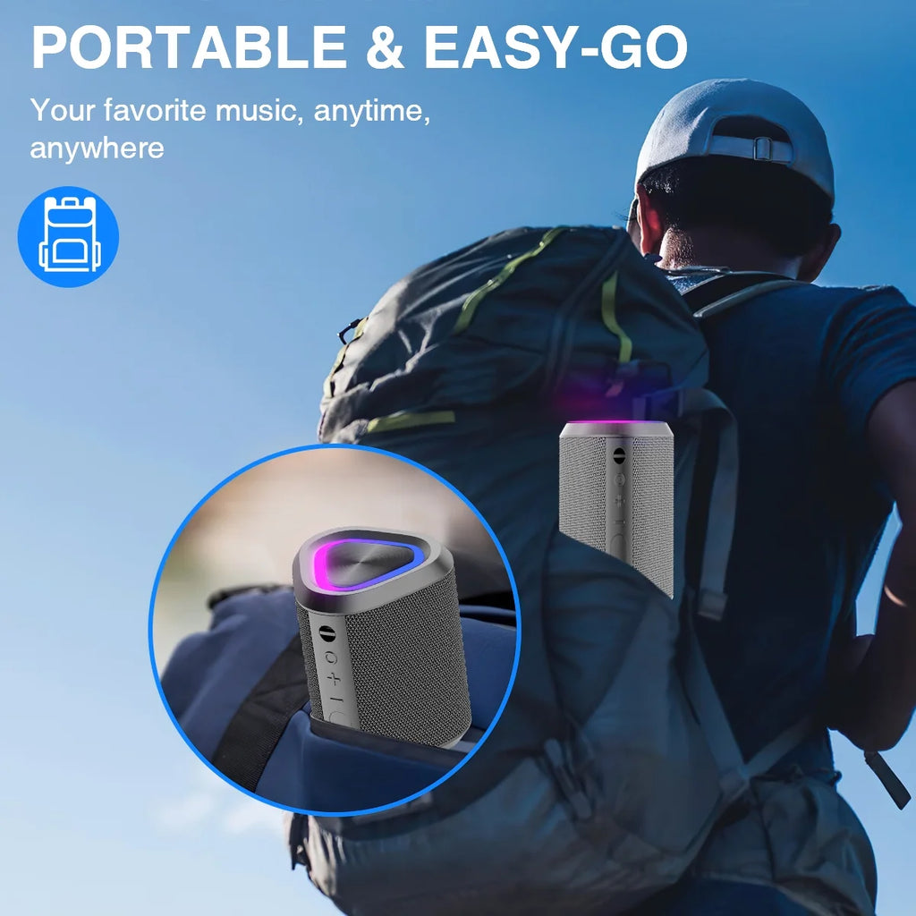 Experience Ultimate Freedom with Our Portable Bluetooth Speaker - IPX7 Waterproof, 24-Hour Playtime, and Stunning Sound in Gray