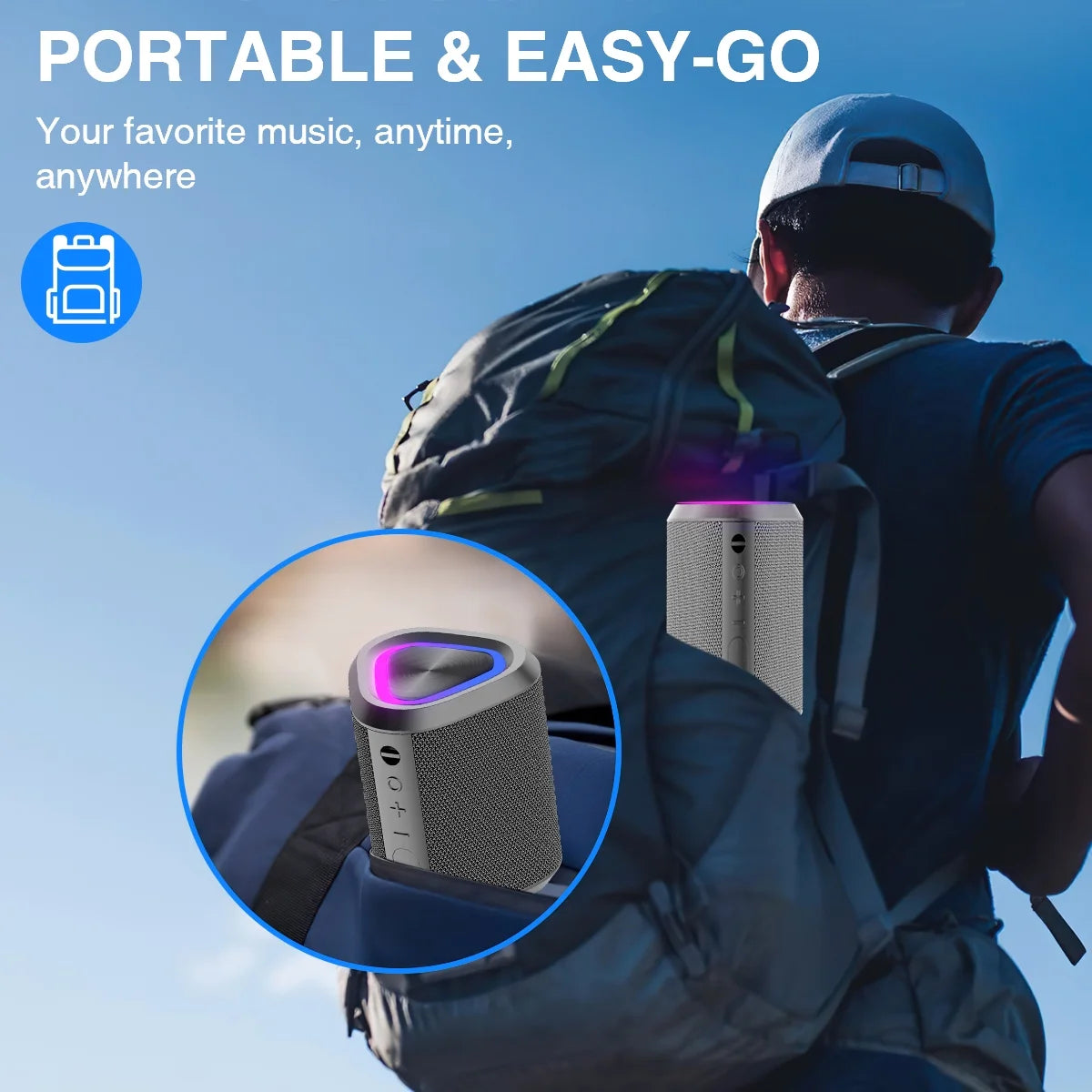 Experience Ultimate Freedom with Our Portable Bluetooth Speaker - IPX7 Waterproof, 24-Hour Playtime, and Stunning Sound in Gray
