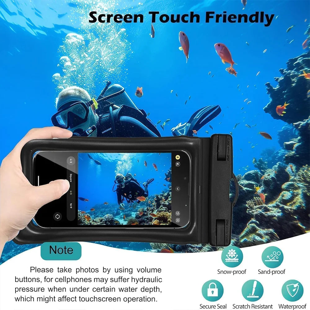 2-Pack Waterproof Phone Pouch & Case - IPX8 Floating Dry Bag for Beach Use - Fits Phones Up to 7.2 Inches