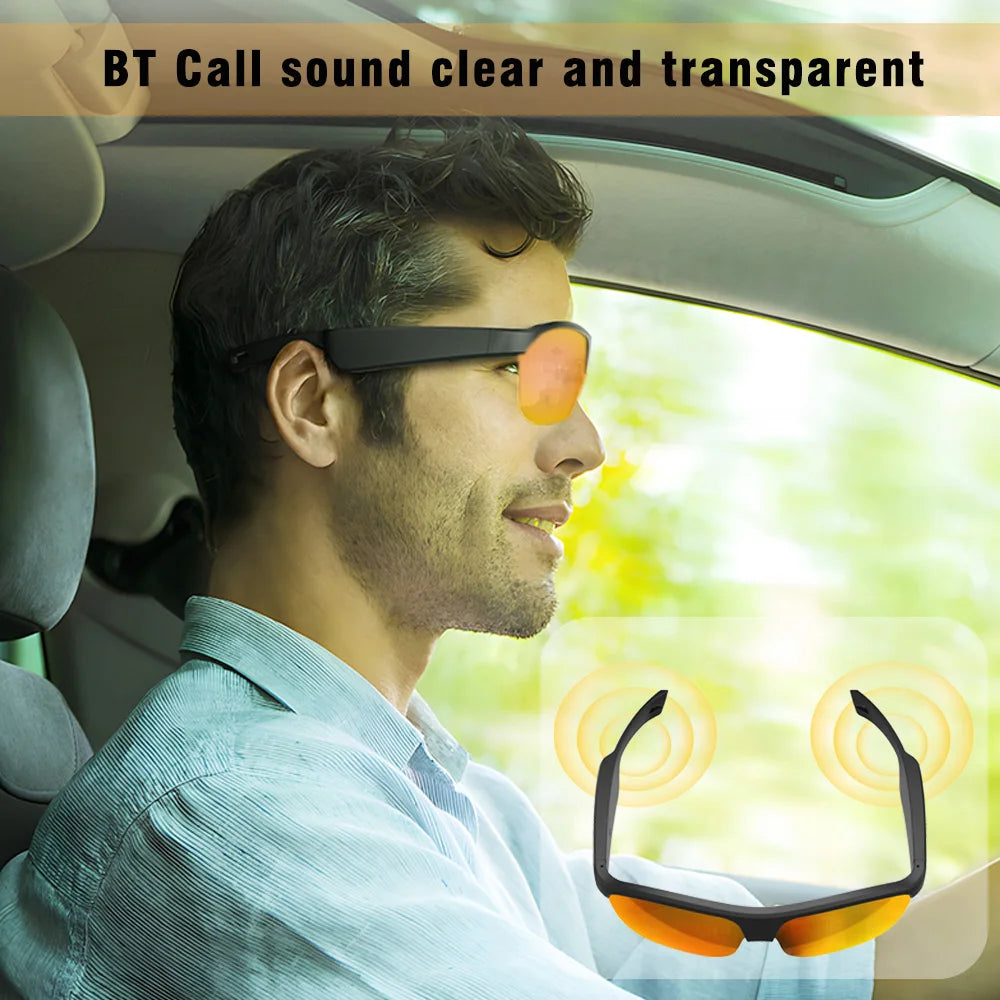 Smart Sunglasses with Wireless Headphones - Bluetooth 5.0 Outdoor Sports Music Glasses for Men