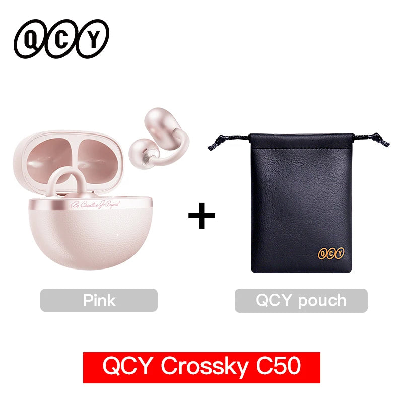 Crossky C50 Open Ear Wireless Earbuds - Bluetooth 6.0, Comfort Clip-on Sports Earphone with 4 Mic AI Clear Call & Bass Boost Sound