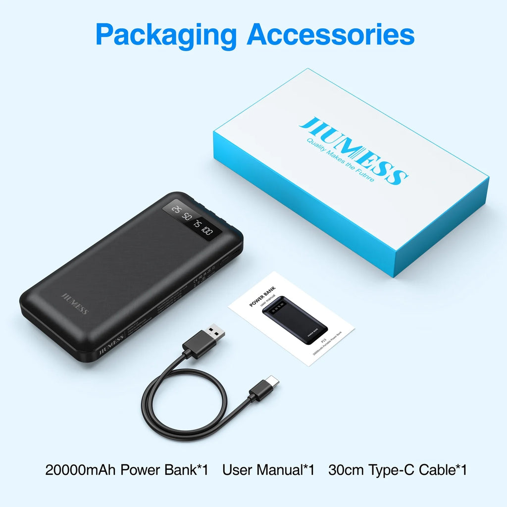 20000Mah Power Bank Portable Charger with Cables Compatible for Iphone, Android Cell Phone