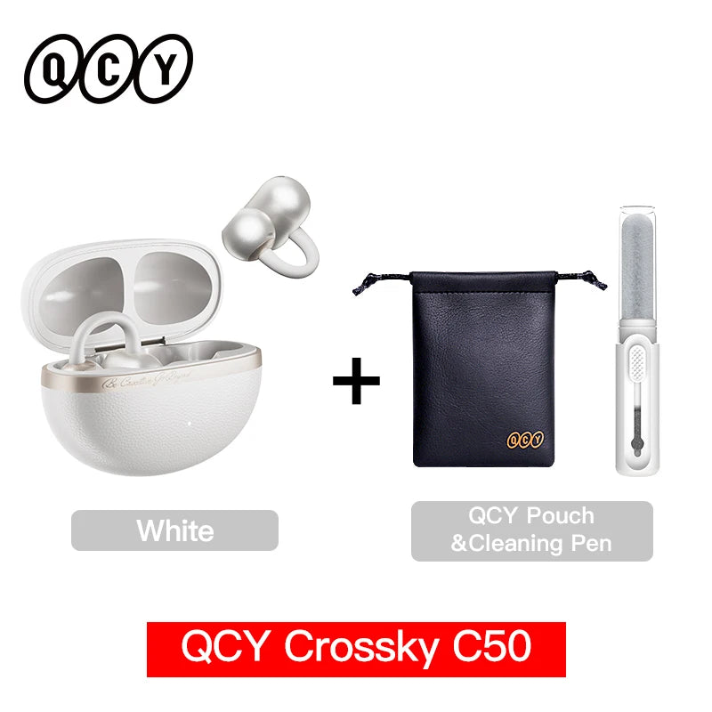 Crossky C50 Open Ear Wireless Earbuds - Bluetooth 6.0, Comfort Clip-on Sports Earphone with 4 Mic AI Clear Call & Bass Boost Sound