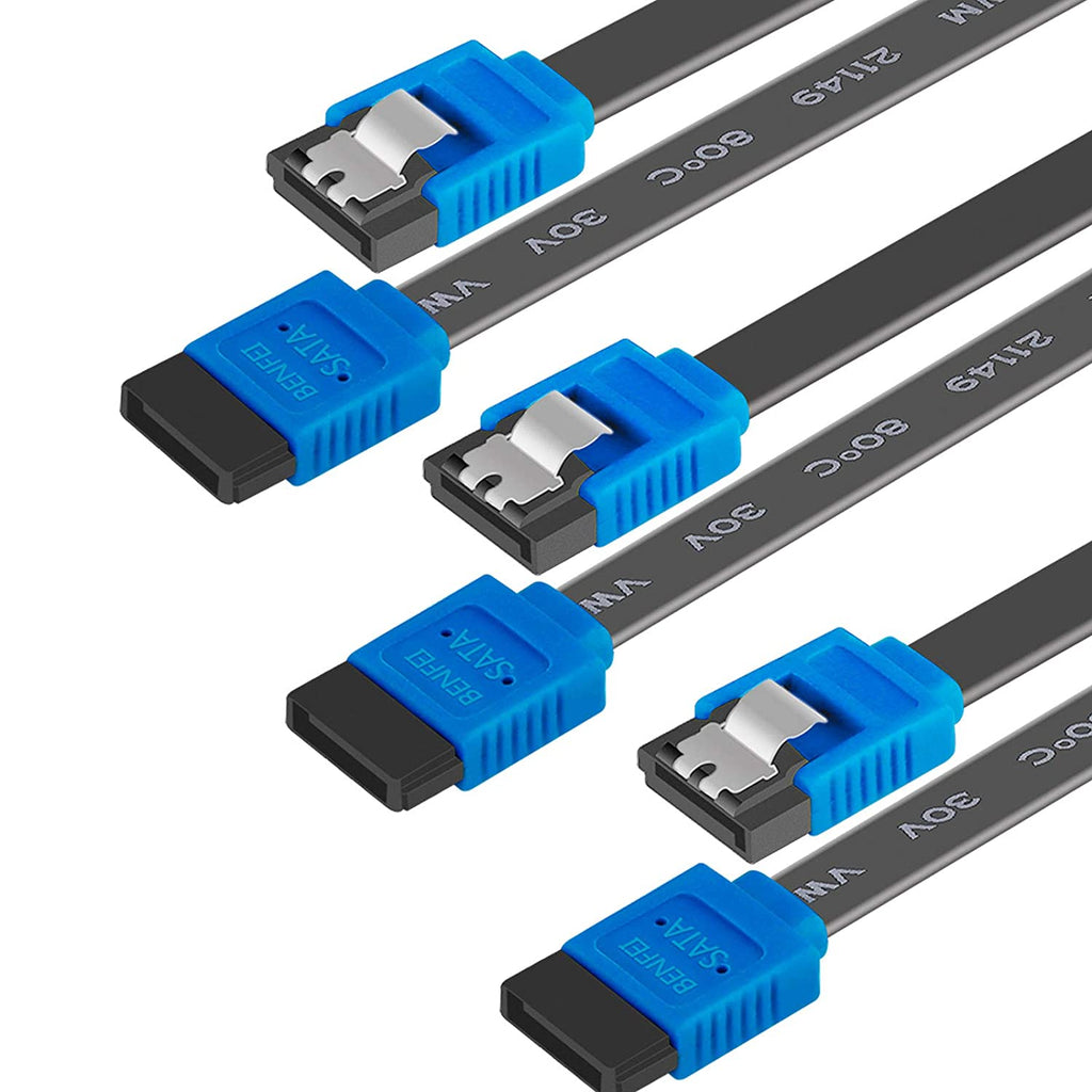 SATA Cable III, 3 Pack SATA Cable III 6Gbps Straight HDD SDD Data Cable with Locking Latch 18 Inch for SATA HDD, SSD, CD Driver, CD Writer - Blue