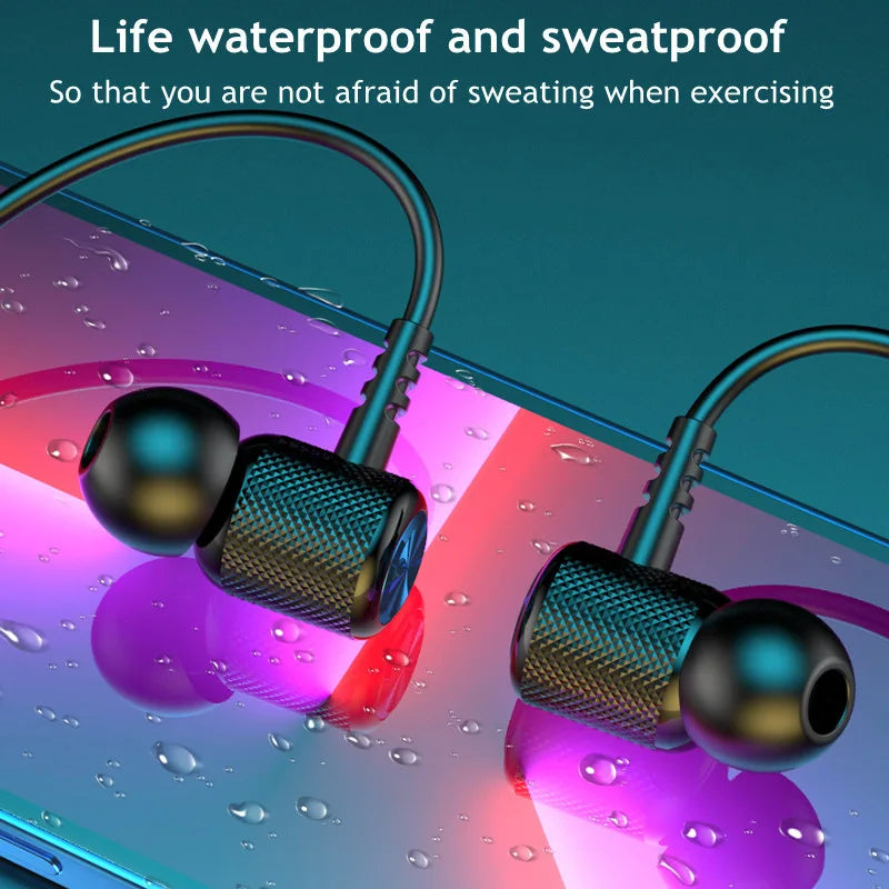 Immersive 9D Stereo Wireless Bluetooth 5.0 Neckband Earphones - Waterproof Magnetic Sport Headphones with Mic & TWS Earbuds