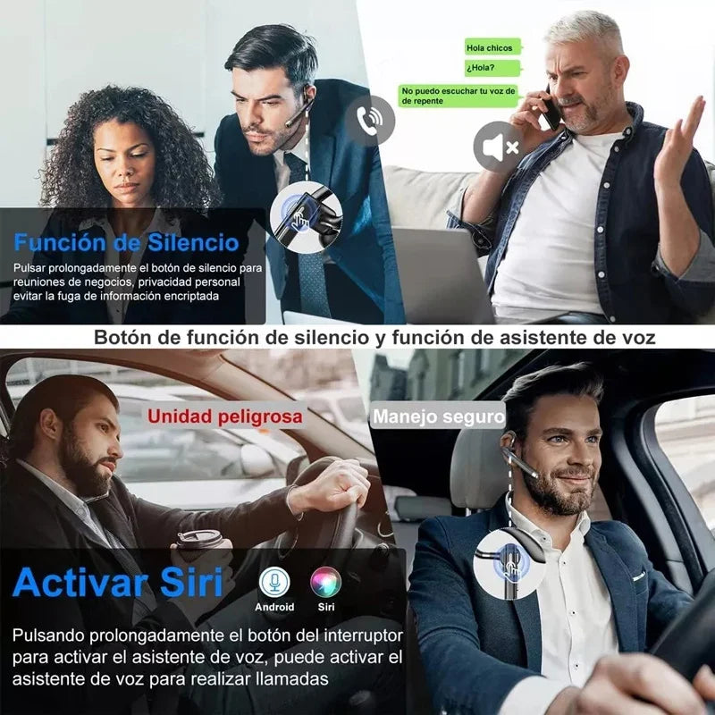 Premium Bluetooth Wireless Headphones with Microphone - Noise Cancelling Earphones for Handsfree Business & Driving