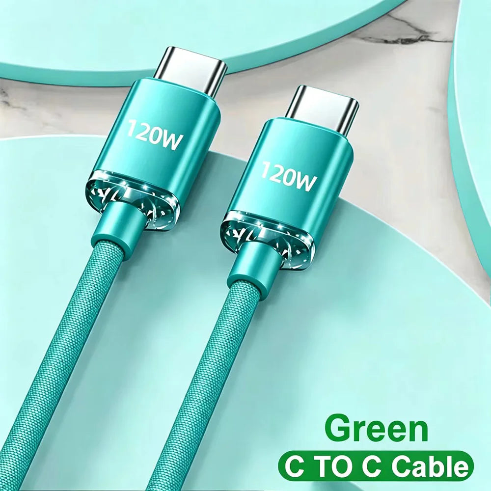 120W 6A USB-C to USB-C Fast Charging Cable - Compatible with iPhone 15 Pro Max & Samsung S24 - High-Speed Data Transfer Cord