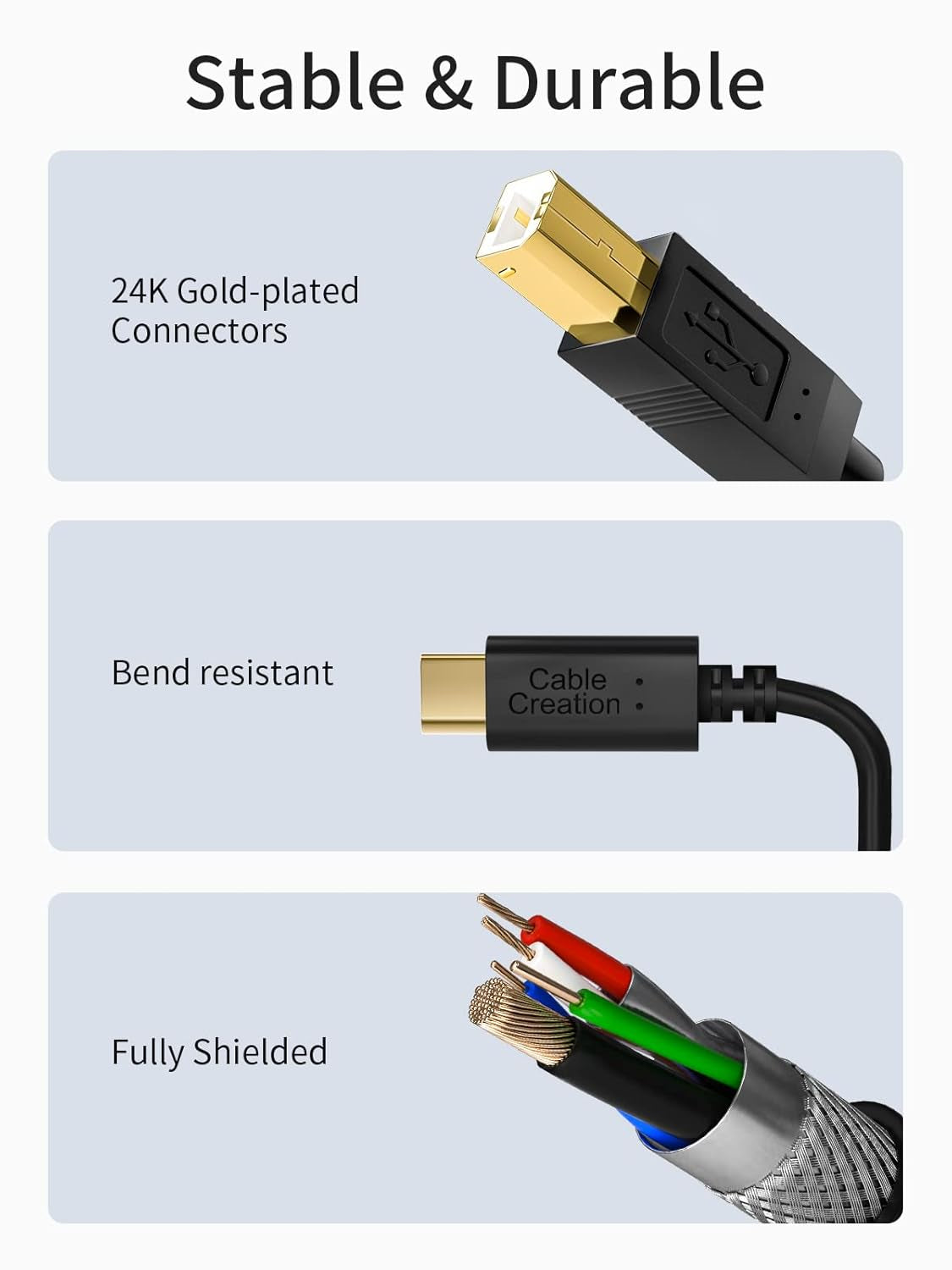High-Speed USB B to USB C Printer Cable - 6.6FT | Versatile Type B to Type C Cord for MacBook Pro, MIDI Controllers, and More