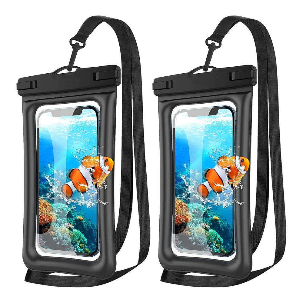 2-Pack Waterproof Phone Pouch & Case - IPX8 Floating Dry Bag for Beach Use - Fits Phones Up to 7.2 Inches