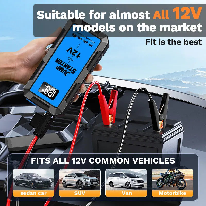 Powerful 4000A 12V Car Jump Starter & Portable Charger with LED Lighting - Essential Car Battery Backup!