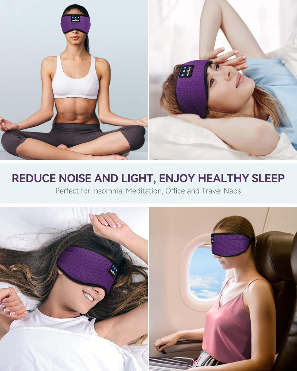 Sleep Headphones Bluetooth 5.4 Sleep Mask with HD Sound | Breathable Flat Design with Cooling Lining, Washable Headband, 14 Hours Playtime for Travel Meditation Relaxation Gifts