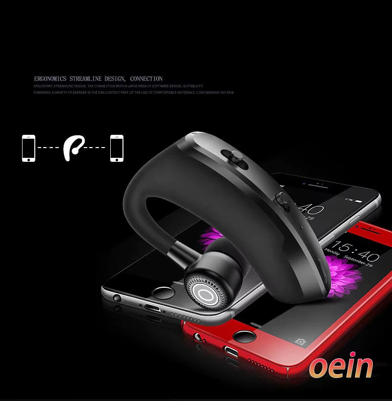 V9 Bluetooth Earphones - Wireless Handsfree Headset for Business, Sports & Driving - Compatible with iPhone & Samsung