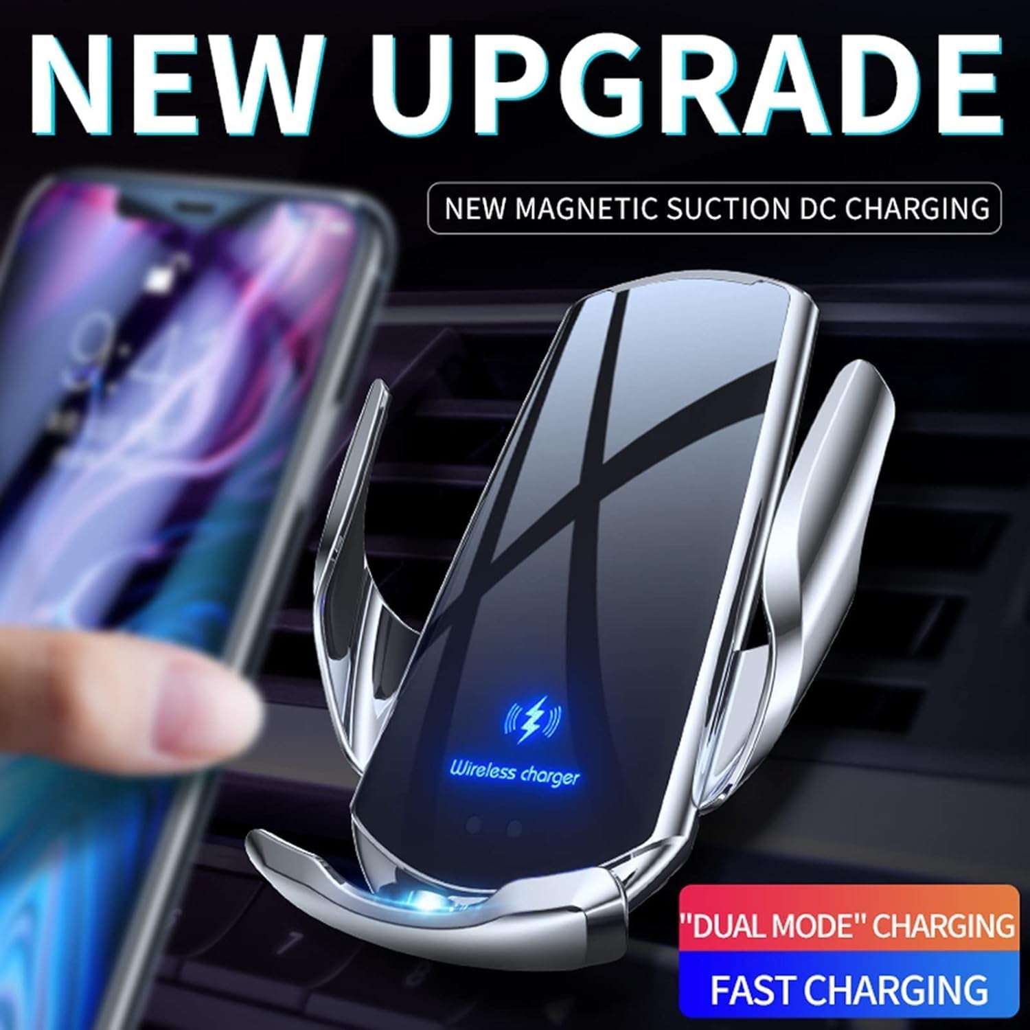 Revolutionary 15W Wireless Car Charger Mount - Auto-Clamping Air Vent Holder for All Smartphones