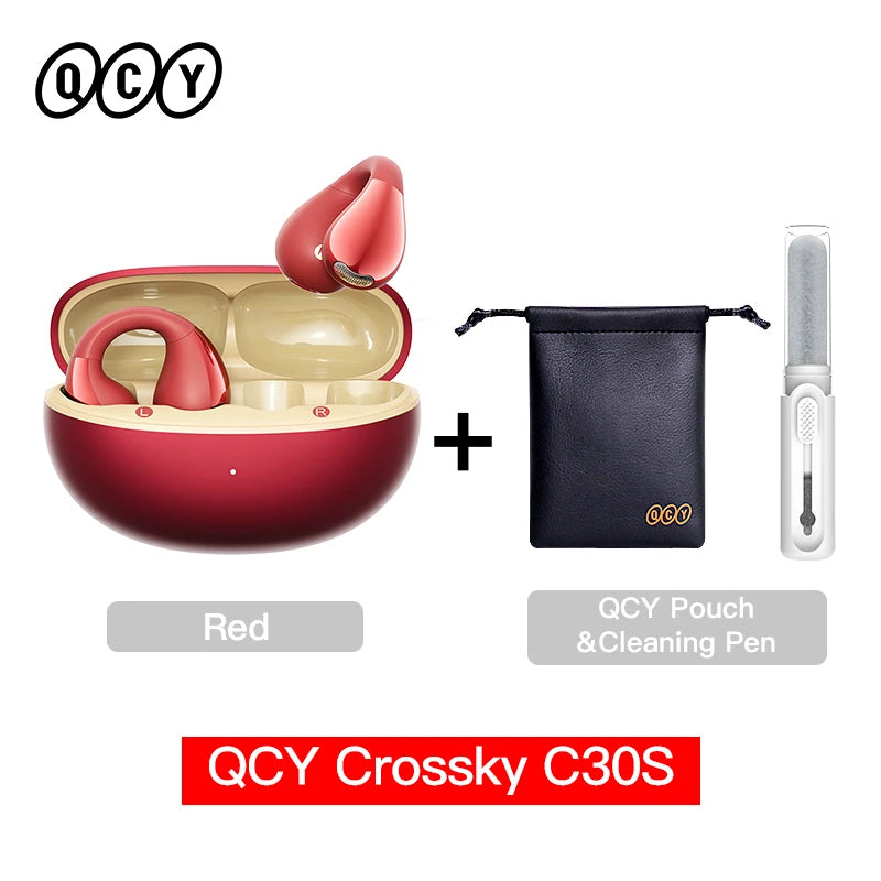Crossky C30S Hi-Res Open Ear Wireless Earphones - Bluetooth 6.0 Clip-On Sports Headphones with 40 Hours Playtime