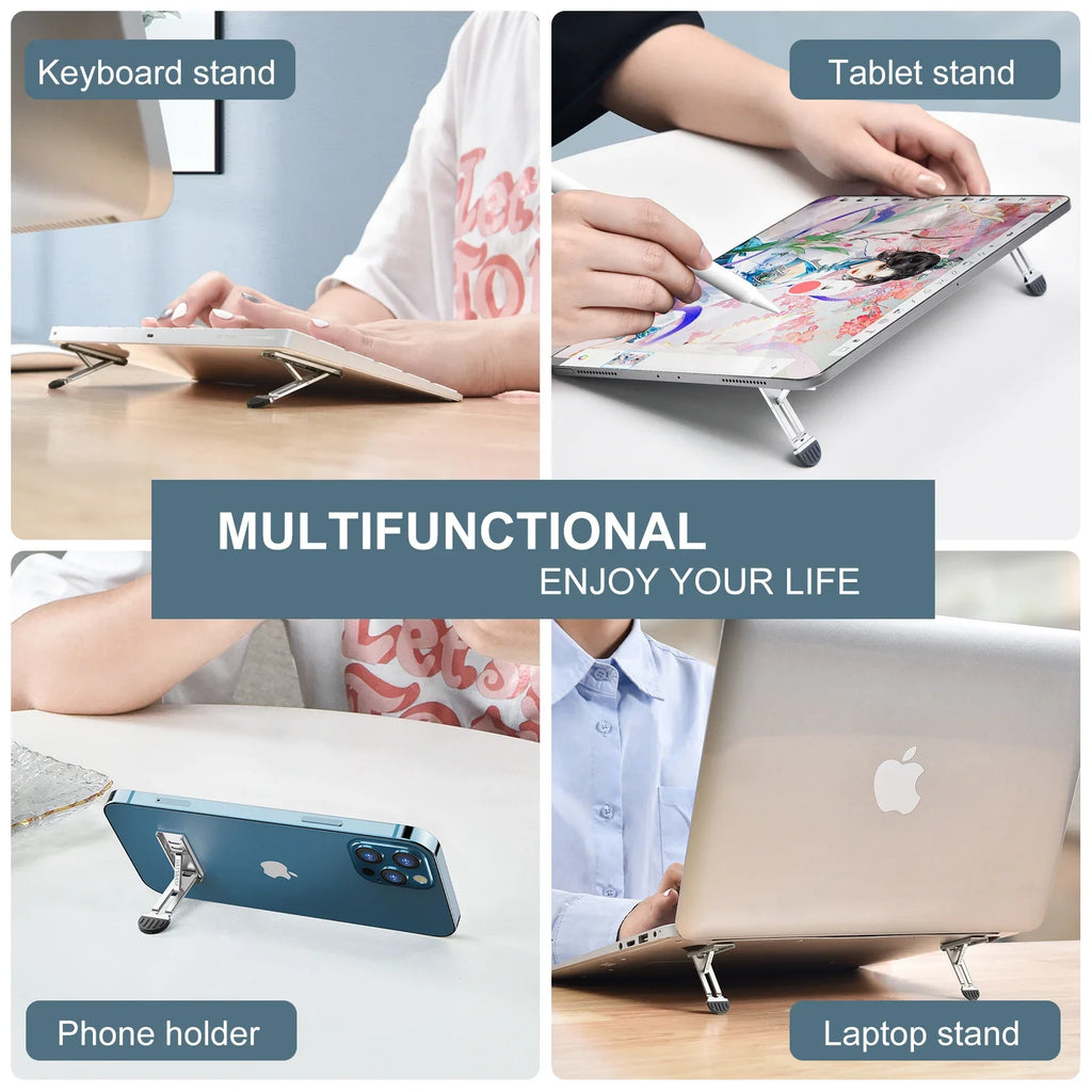 Portable Laptop Stand - Invisible Adhesive, Non-Slip Design for MacBook Pro, Air, iPad, Lenovo, and More!