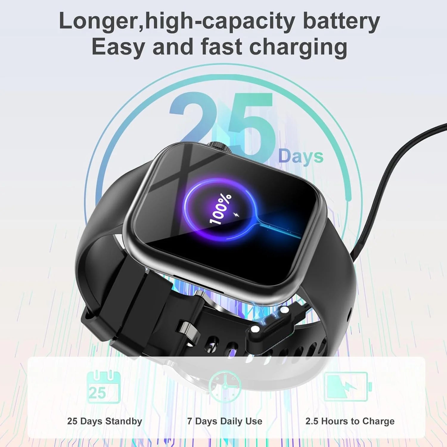 1.85" Bluetooth Smart Watch for Men & Women, HD Touch Screen, Bluetooth Calling, Heart Rate & Sleep Monitor, IP67 Waterproof, Fitness Tracker