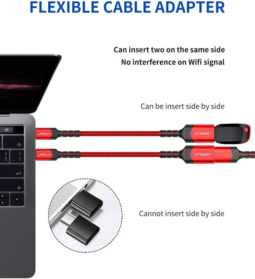 USB C to USB Adapter 3.0 [2 Pack], Type C OTG Adapter-Red | USB C Male to USB a Female Adapter Compatible with Macbook, Iphone 17 Pro Max/17 Air/17/16/15, Samsung S25/S24/S23