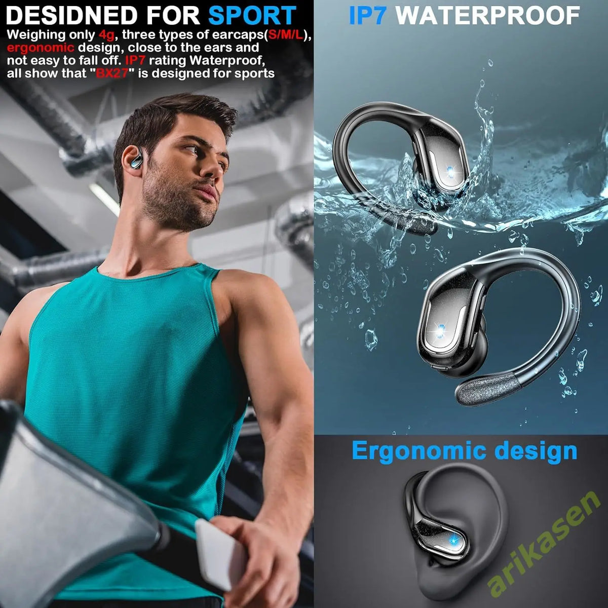 Ultimate 75Hrs Bluetooth 5.3 Waterproof Earphones with ENC Noise Cancelling Mic - Deep Bass for Sports & Gym