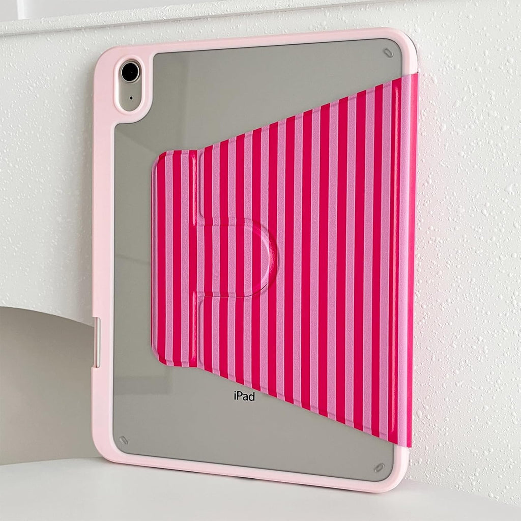For Ipad A16 Case 11Th Generation 11 Inch 2025/Ipad 10Th Generation 10.9 Inch 2022, Protective Cover with 360 Degree Rotating Stand for Ipad A16 with Pencil Holder, Auto Wake/Sleep - Hot Pink