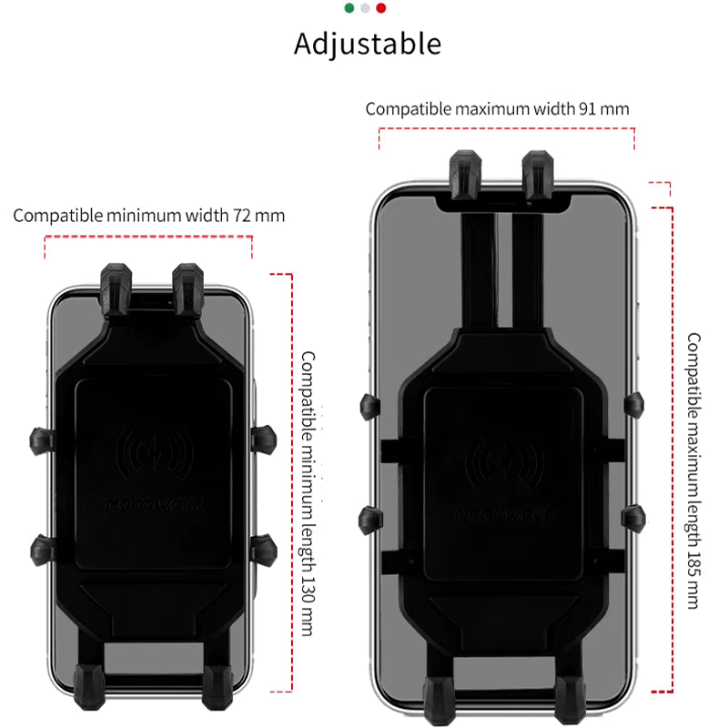 Ultimate Motorcycle Wireless Charging Phone Holder - 3.0 Quick Charger for 4-7 Inch Devices - GPS & Cellphone Handlebar Mount