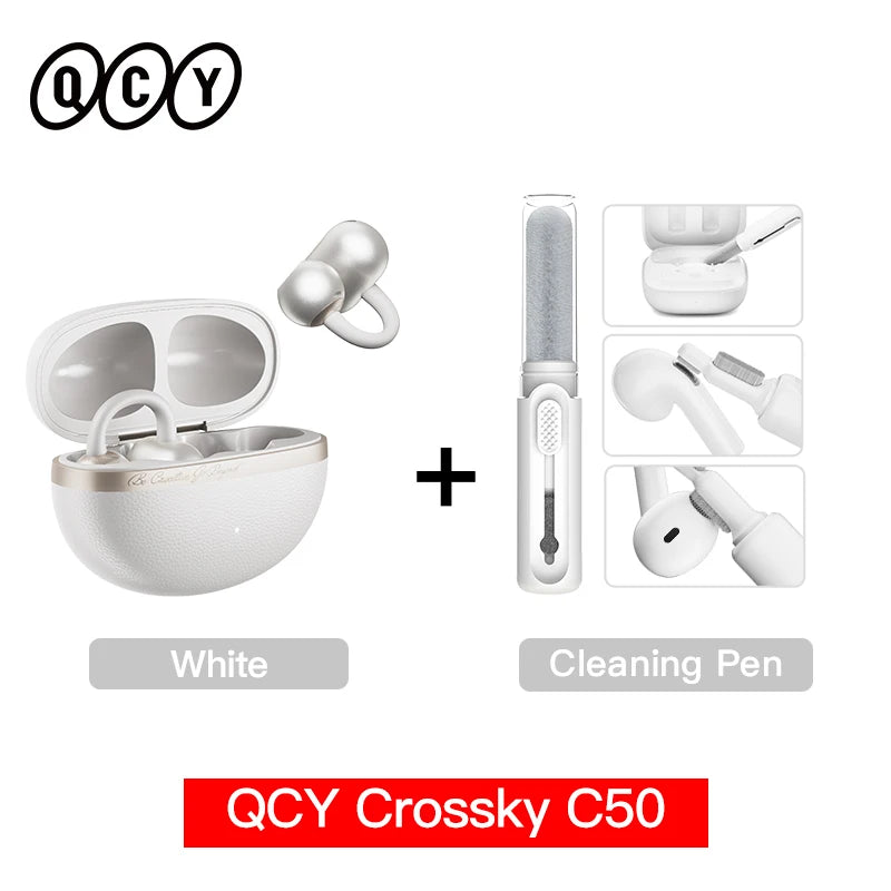 Crossky C50 Open Ear Wireless Earbuds - Bluetooth 6.0, Comfort Clip-on Sports Earphone with 4 Mic AI Clear Call & Bass Boost Sound