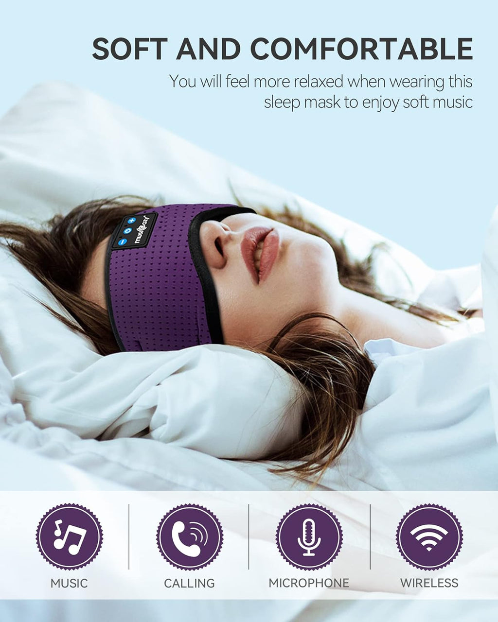 Sleep Headphones Bluetooth 5.4 Sleep Mask with HD Sound | Breathable Flat Design with Cooling Lining, Washable Headband, 14 Hours Playtime for Travel Meditation Relaxation Gifts