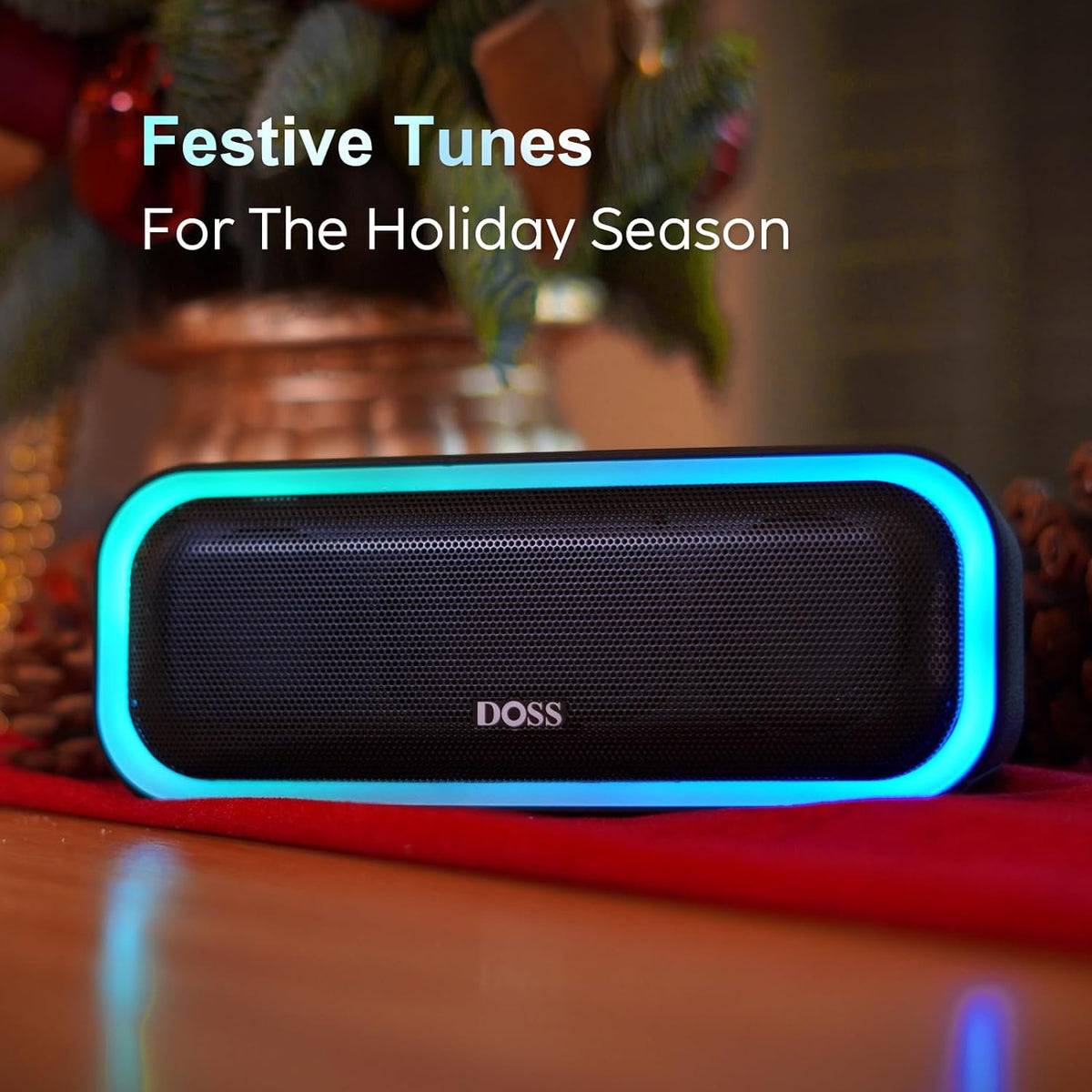 Soundbox Pro Bluetooth Speaker, 20W Stereo Sound, Active Extra Bass | Portable, 20H Playtime, Multi-Colors Lights, Wireless Stereo Pairing, IPX6 Waterproof, Hiking, Camping, Outdoor, House, Blue