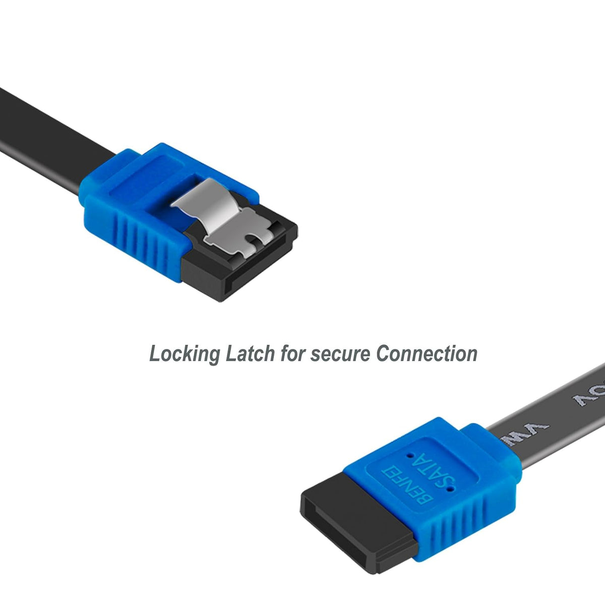 SATA Cable III, 3 Pack SATA Cable III 6Gbps Straight HDD SDD Data Cable with Locking Latch 18 Inch for SATA HDD, SSD, CD Driver, CD Writer - Blue