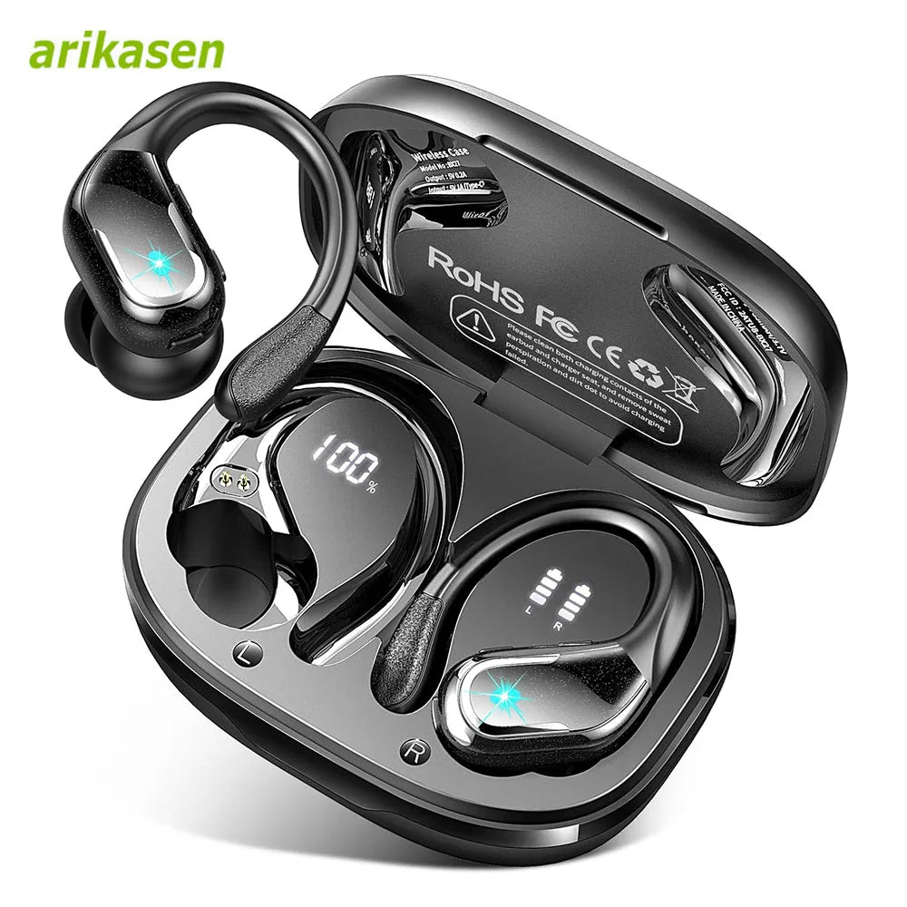 Ultimate 75Hrs Bluetooth 5.3 Waterproof Earphones with ENC Noise Cancelling Mic - Deep Bass for Sports & Gym