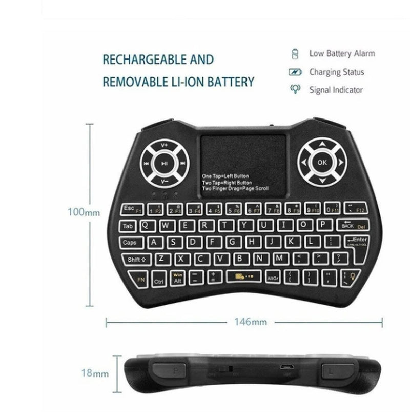 Compact 3-in-1 Mini Wireless Keyboard with Touchpad and RGB Backlight - Perfect for PCs and Smart TVs