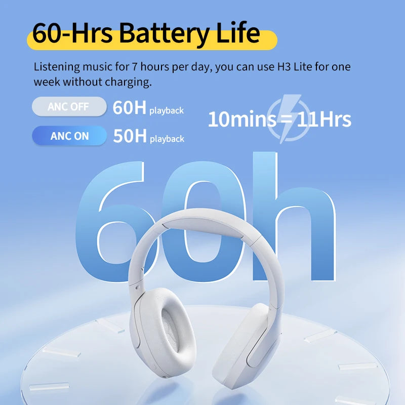 H3 Lite ANC Wireless Headphones - Premium 40mm Drivers, Bluetooth 5.3, Over-Ear Design, Active Noise Cancellation, Crystal Clear HD Calls