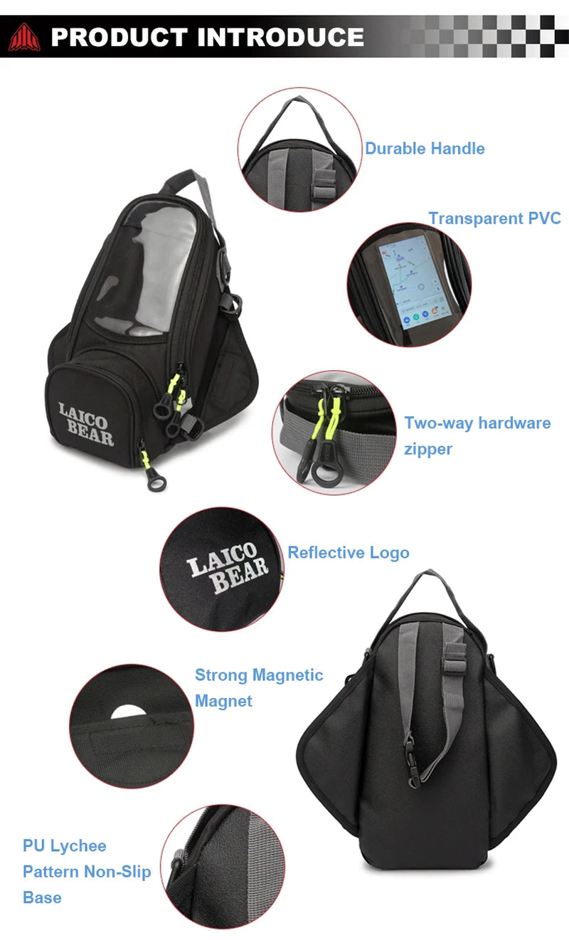 Premium Waterproof Motorcycle Tank Bag - Magnetic Navigation & Oil Reservoir Package