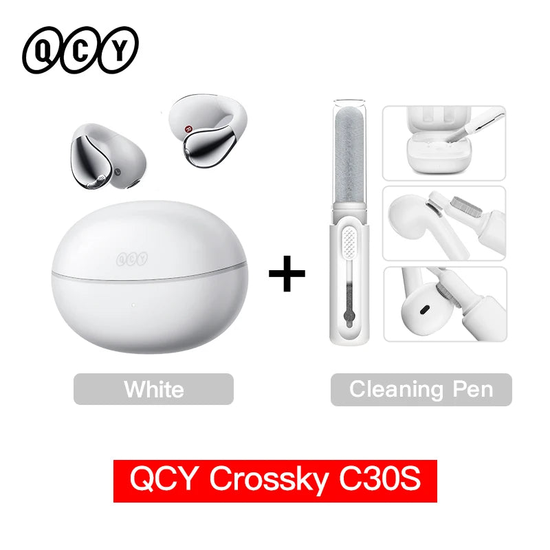 Crossky C30S Hi-Res Open Ear Wireless Earphones - Bluetooth 6.0 Clip-On Sports Headphones with 40 Hours Playtime