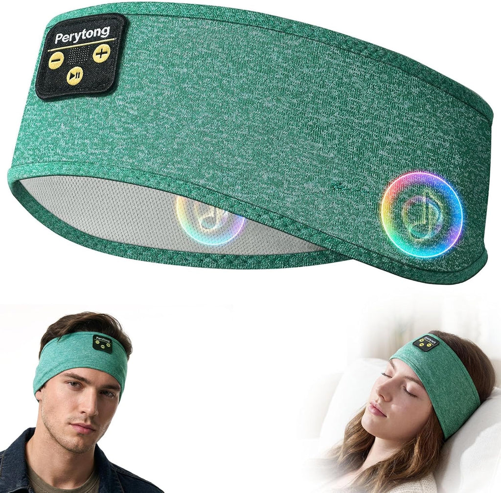 Sleep Headphones Wireless, Bluetooth Sports Headband Headphones with Ultra-Thin HD Stereo Speakers Perfect for Sleeping,Workout,Jogging,Yoga,Insomnia, Air Travel, Meditation (Green)