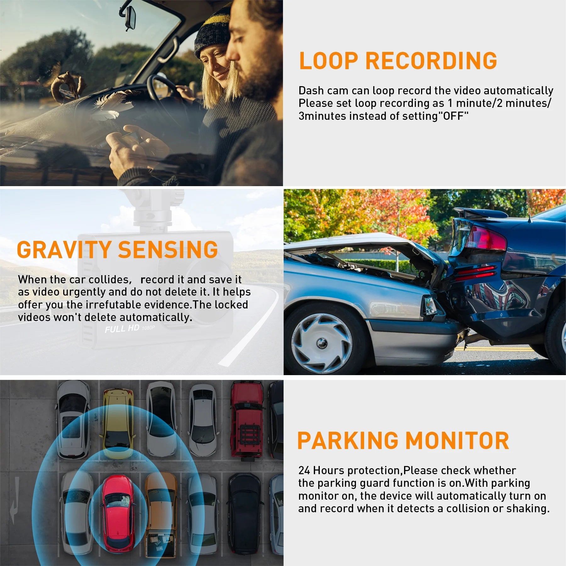 Capture Every Moment: NEXPOW Dual Dash Cam with 1080P Front & Rear Recording, Night Vision, G-Sensor, and Loop Recording