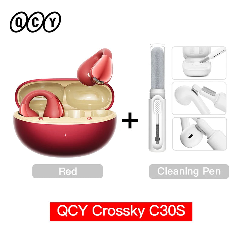 Crossky C30S Hi-Res Open Ear Wireless Earphones - Bluetooth 6.0 Clip-On Sports Headphones with 40 Hours Playtime
