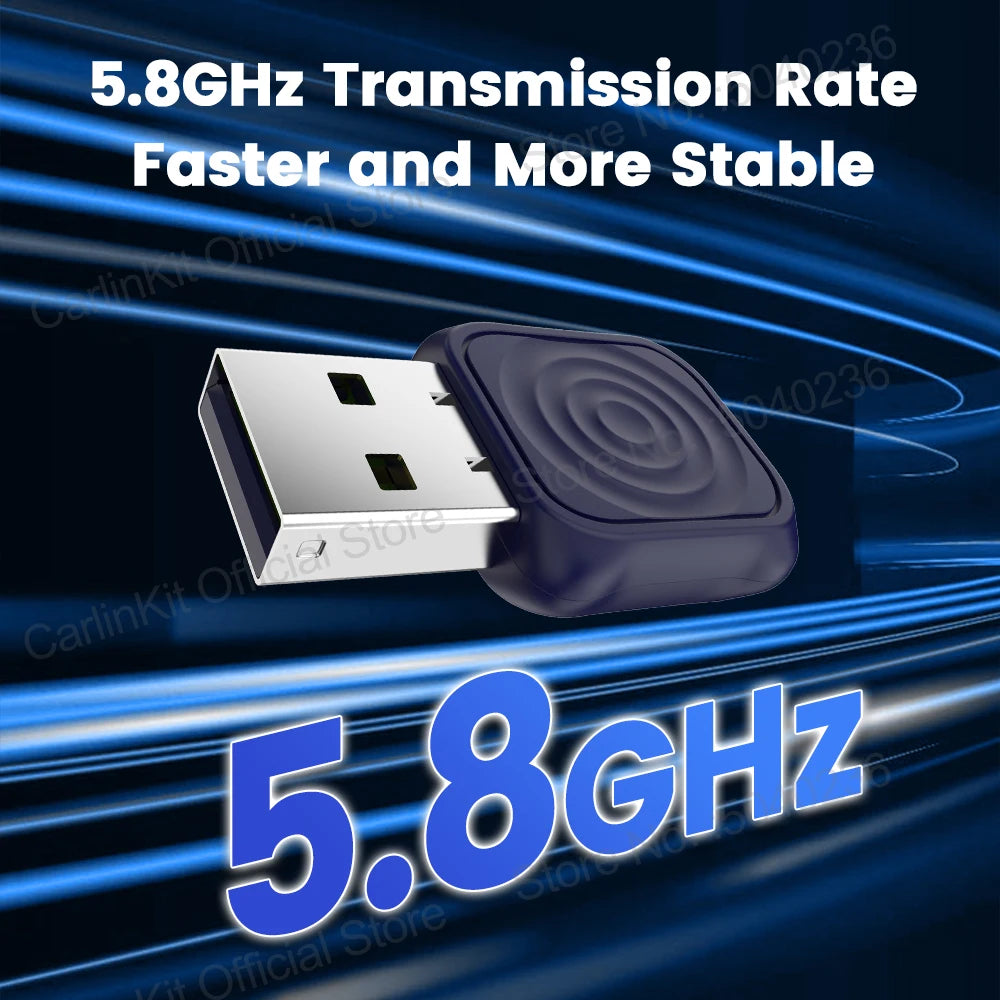 5.0 Mini Ultra Wireless Adapter - Effortless Wireless CarPlay & Android Auto for OEM Cars - Plug & Play with WiFi & Bluetooth Connection