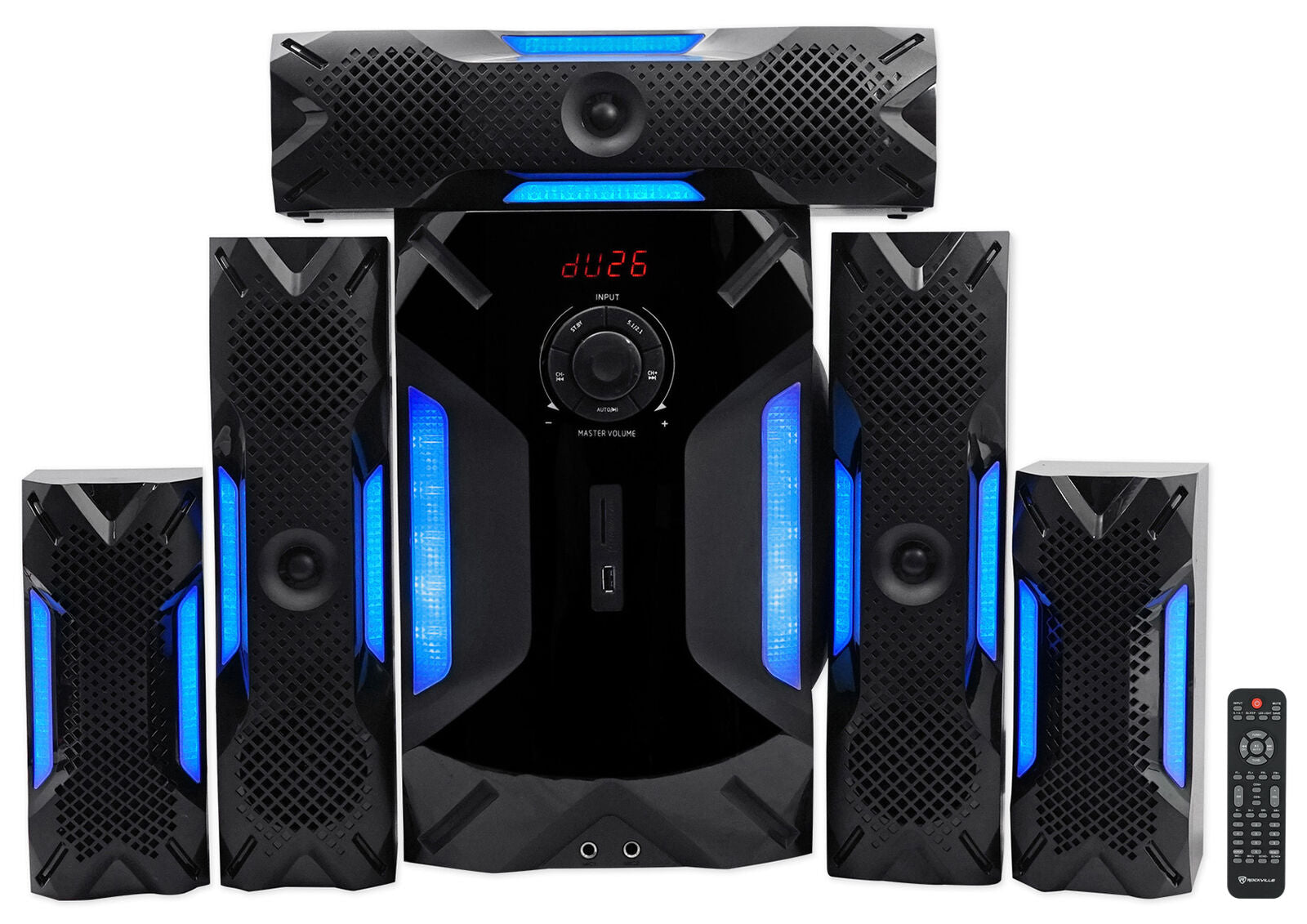 Experience the Ultimate Home Theater with the Rockville HTS56 1000W 5.1 Channel System featuring Bluetooth and USB Connectivity