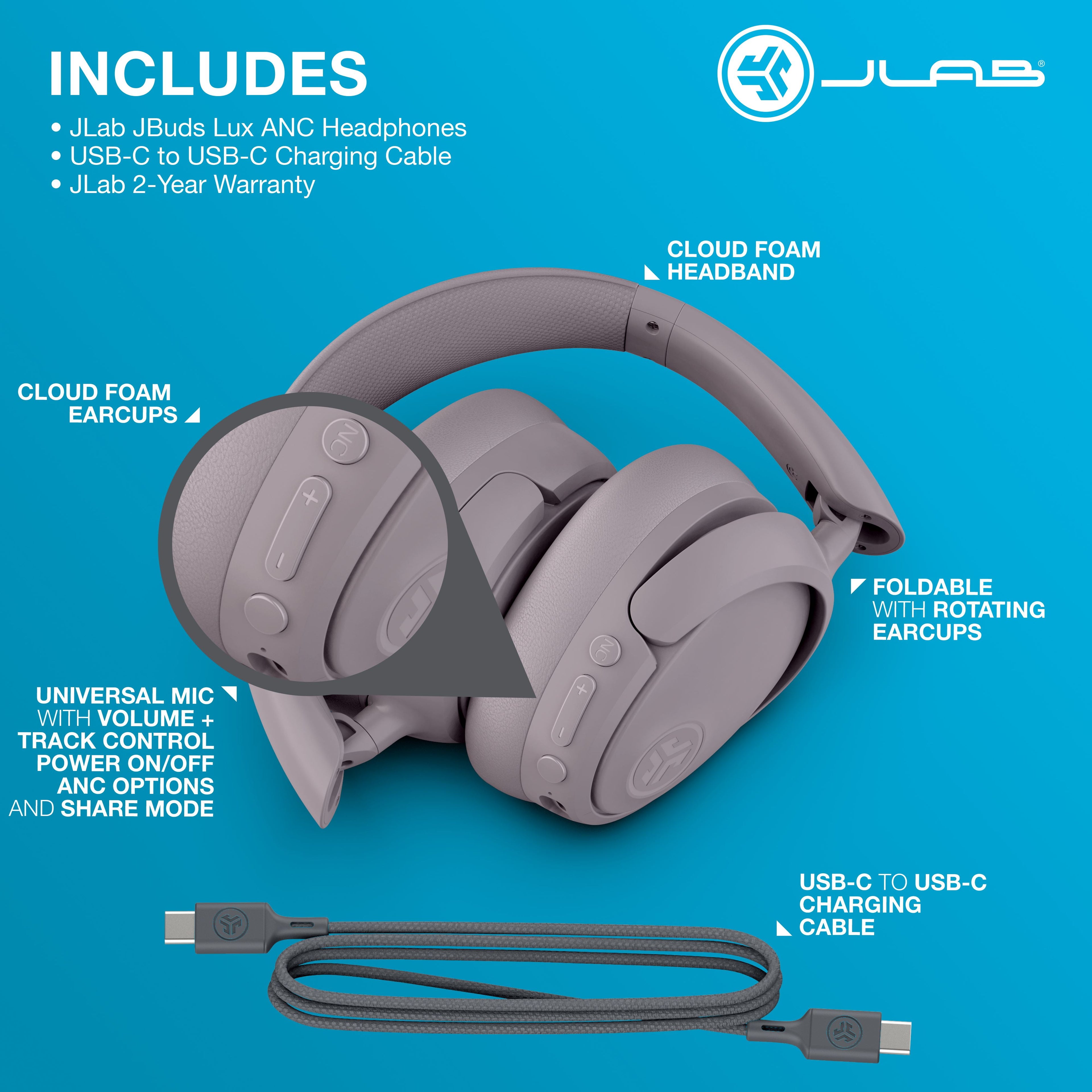 Experience Unmatched Sound with Jbuds Lux Active Noise Cancellation Bluetooth Headphones