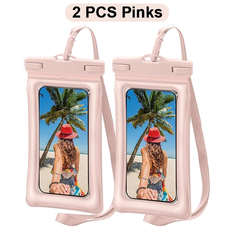 2-Pack Waterproof Phone Pouch & Case - IPX8 Floating Dry Bag for Beach Use - Fits Phones Up to 7.2 Inches