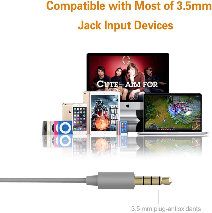 (TM Unique Total Soft Silicon Sleeping Headphones Earplugs Earbuds with Mic for Cellphones,Tablets and 3.5 Mm Jack Plug (Grey)