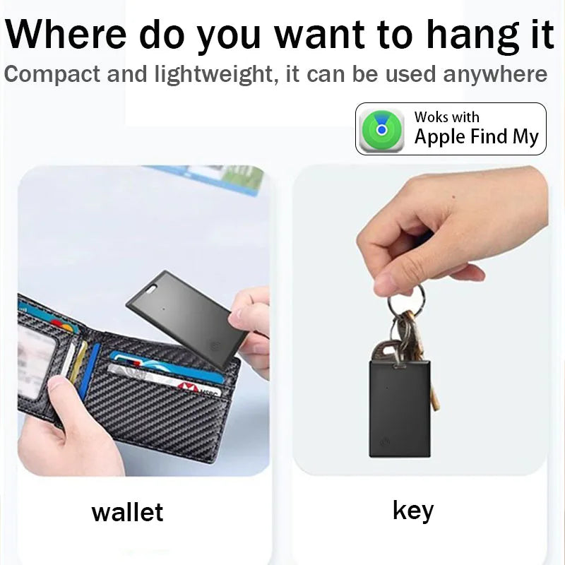 Compact Bluetooth Wallet Tracker - Mini Anti-Loss Device Compatible with Apple Find My App