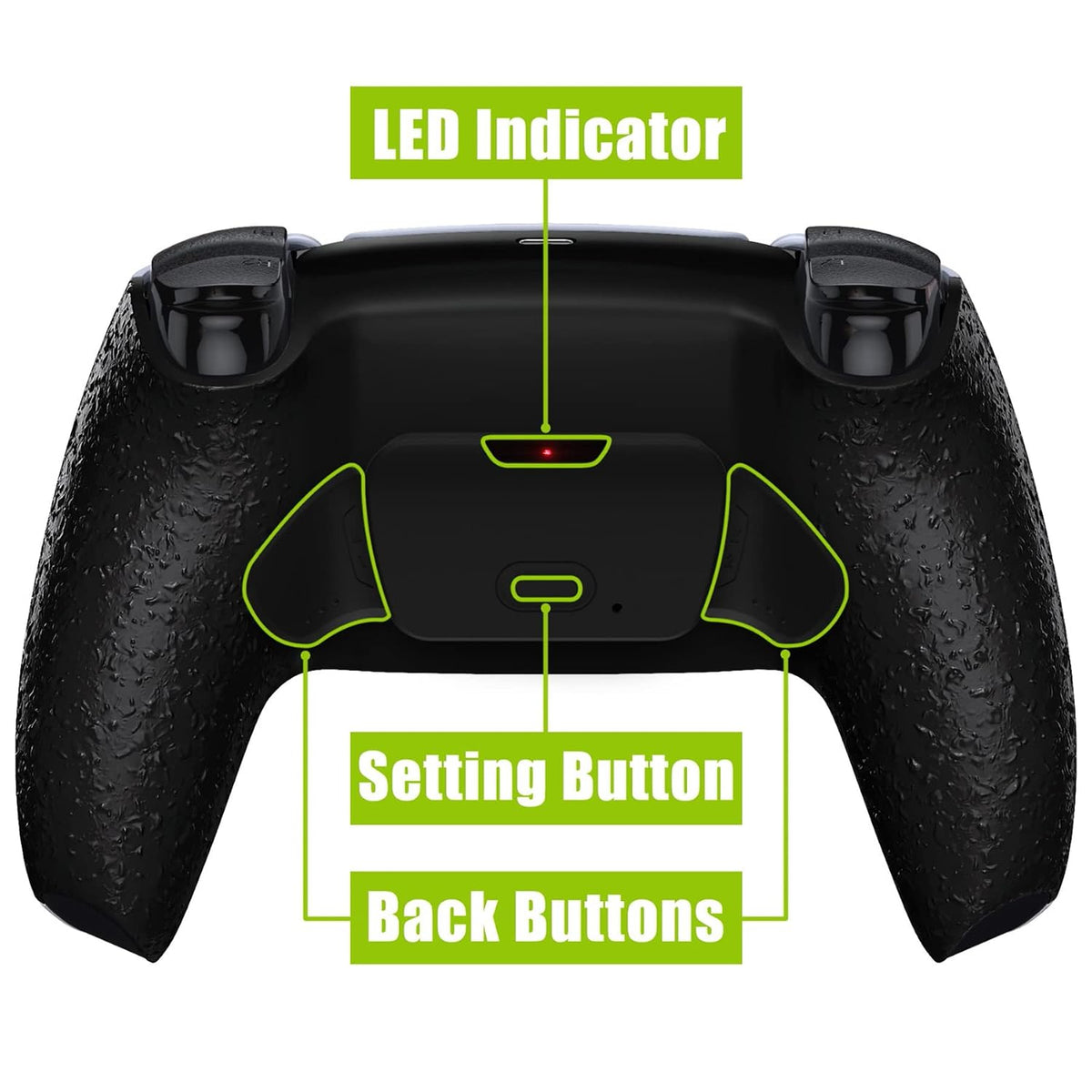 Textured Black Back Paddles Programable Rise V4 Remap Kit for PS5 Controller BDM-030 040 050 060, Upgrade Board Redesigned Back Shell Buttons Attachment for PS5 Controller - NO Controller